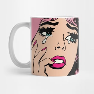 Pink Hair Sad Crying Girl Vintage Comic 50s Mug